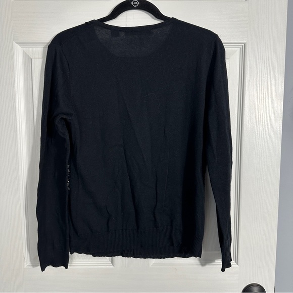 Michael Simon sz. S black snowflake embellished sweater, cardigan, holiday, xmas - Picture 8 of 10